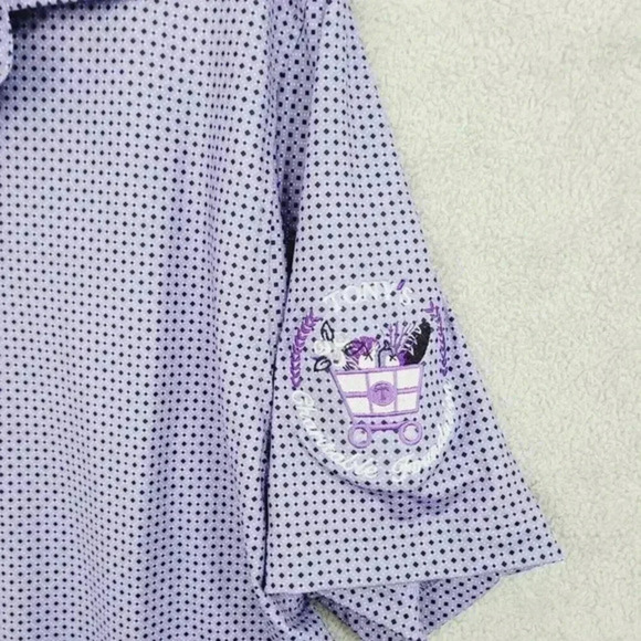 Footjoy Mens Polo‎ Shirt Purple Geometric Print Large Polyester Spandex 21CT - Picture 6 of 7